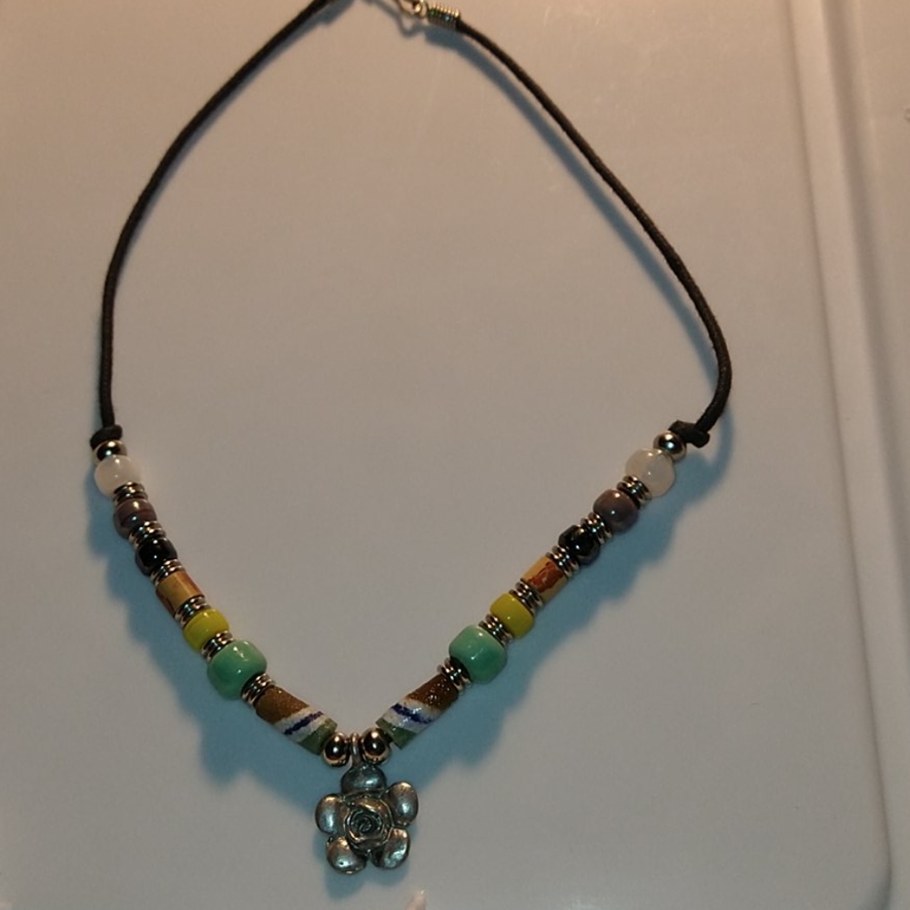 Breaded corded necklace